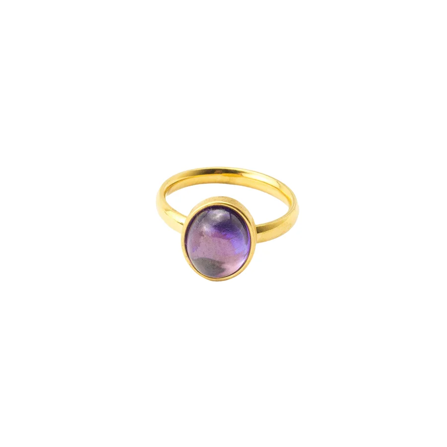 

Trendy Purple Color Crystal Solitaire Rings For Women Wedding Engagement Bands Minimalist 316l Stainless Steel Jewelry Bijoux
