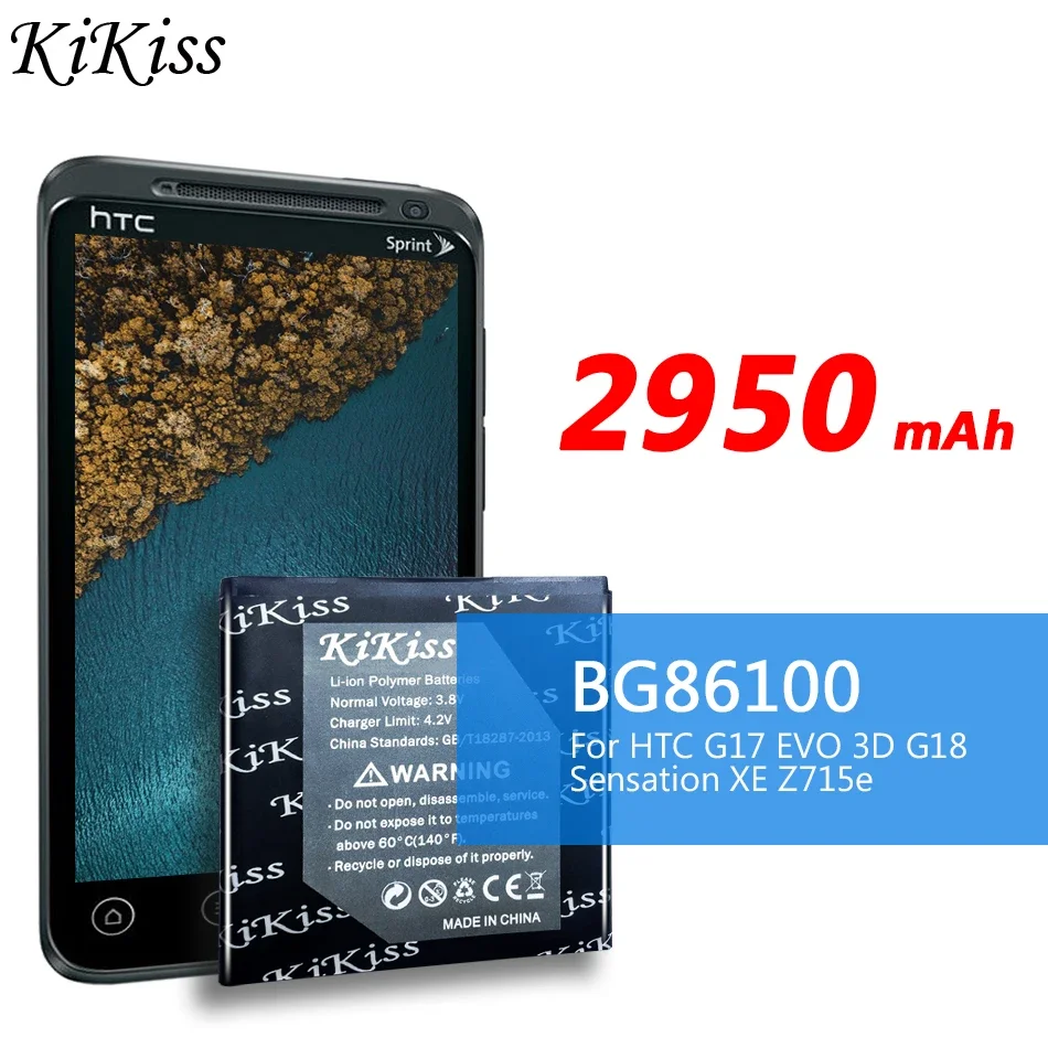 BG86100 Сменный аккумулятор для мобильного телефона 2950 мАч HTC G17 EVO 3D G18 Sensation XE Z715e G14
