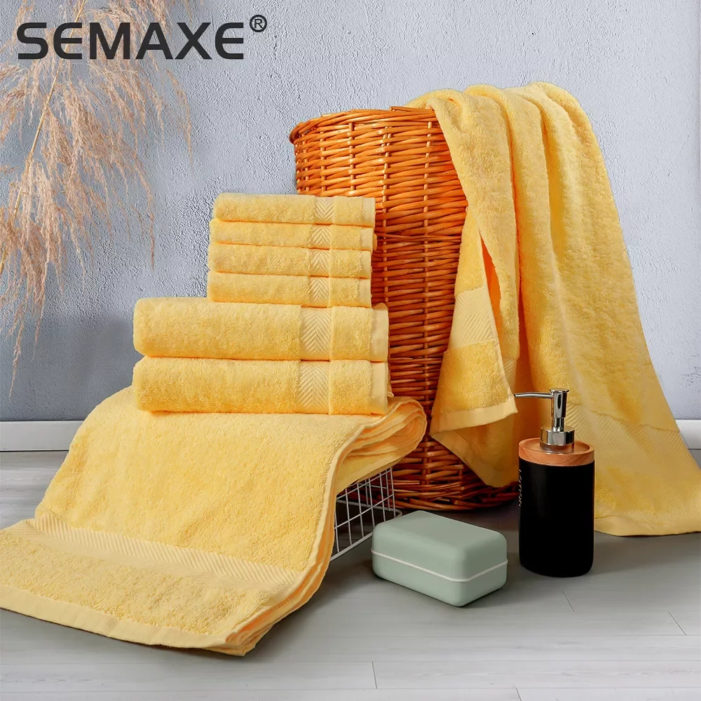 

Комплект роскошных банных полотенец SEMAXE, 2 больших банных полотенца, 2 полотенца для рук, 4 стирки. Хлопковые полотенца для ванной (8 шт. в упак...