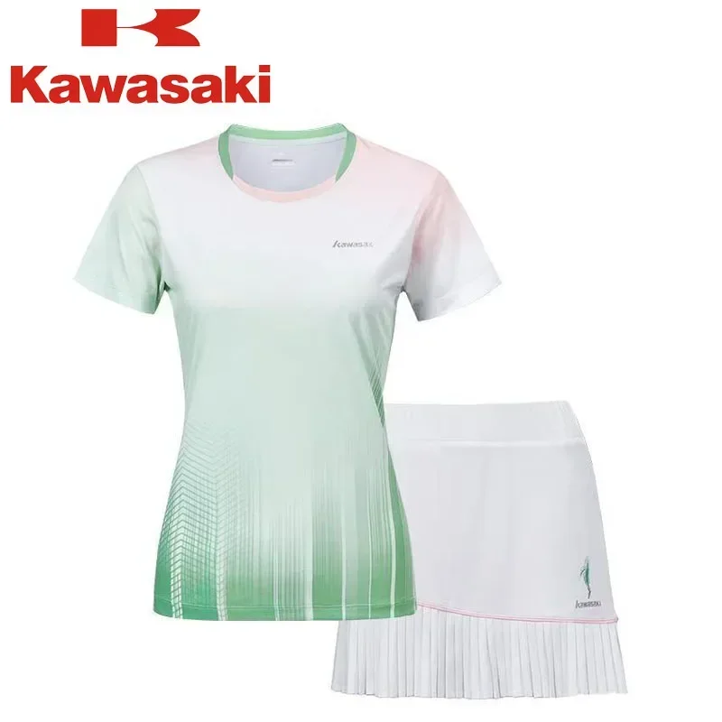Одежда для бадминтона Kawasaki сине-белая футболка из фарфоровой серии теннисная