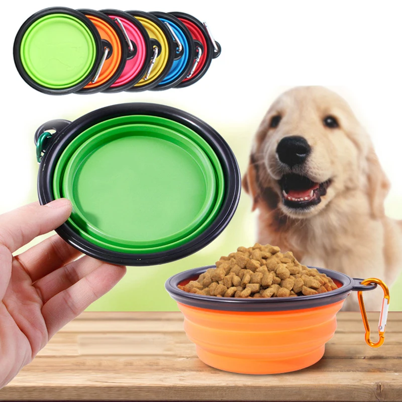 

Pet Dog Travel Bowls Silicone Folding Pet Bowl Non-slip Dog Double Bowl Flannel Bag Dog Bowls Outdoor Pet Portable Dog Bowl Food