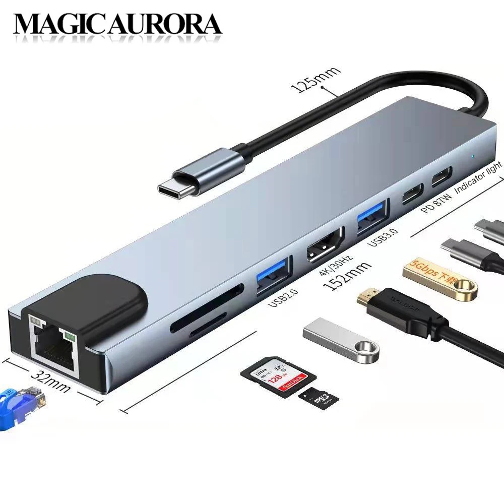 ΠΠΎΠΊ-ΡΡΠ°Π½ΡΠΈΡ 8 Π² 1 Ρ USB Type C Π½Π° 4K HDMI ΠΠΎΠΊ-ΡΡΠ°Π½ΡΠΈΡ 8 Π² 1 Ρ USB Type C Π½Π° 4K HDMI