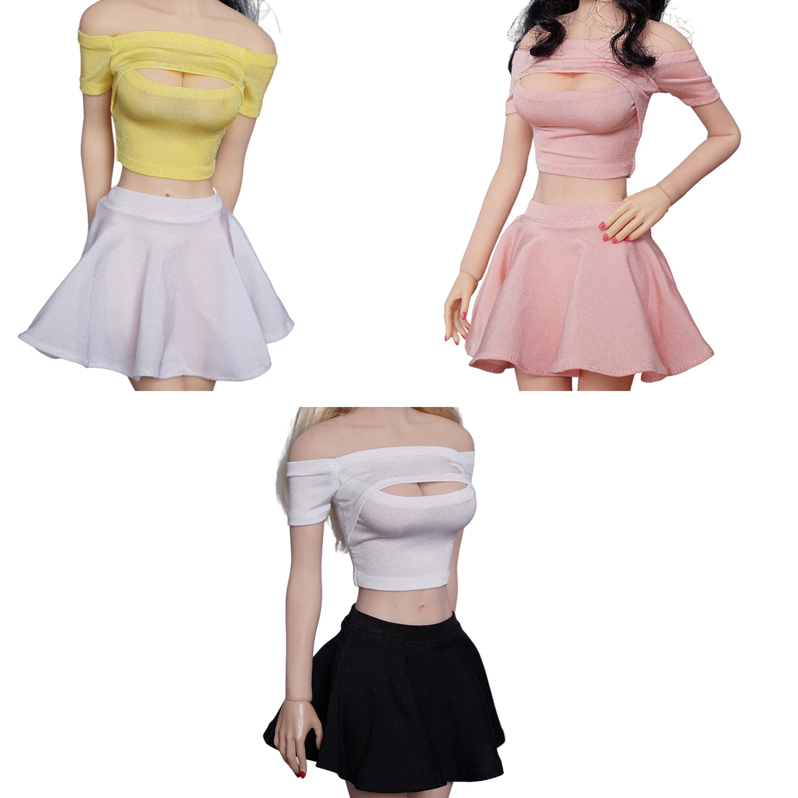 

1:6th Tops & Casual Pleated Skirt for 12'' Action Figure Girl Body Clothing