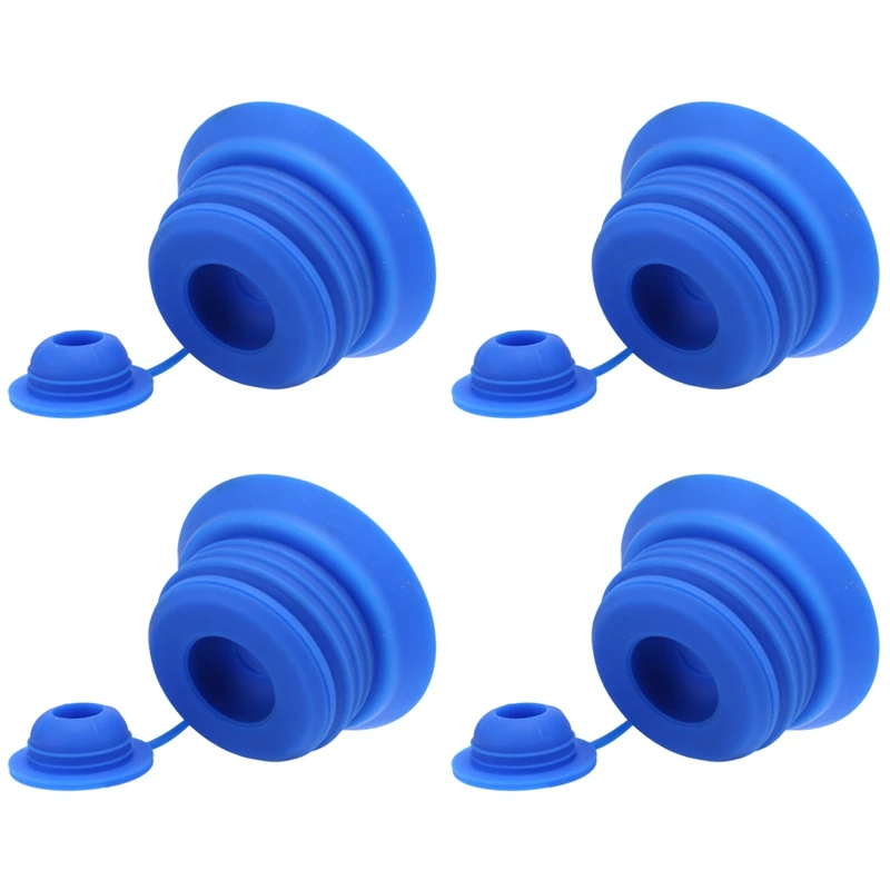 4 Pack 5 Gallon Water Jug Cap,Reusable Water Bottle Cap - Silicone No Spill Top Lid Cover For 55Mm Bottles