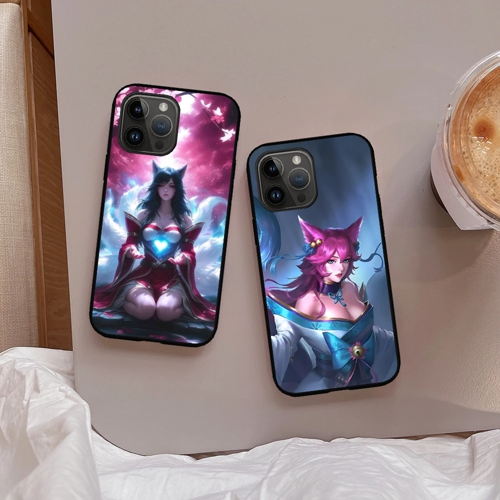 Чехол для телефона L-League of LeagueES Ahri iPhone 16 16e 15 14 13 12 11 XS XR Plus Mini Pro Max мягкий черный