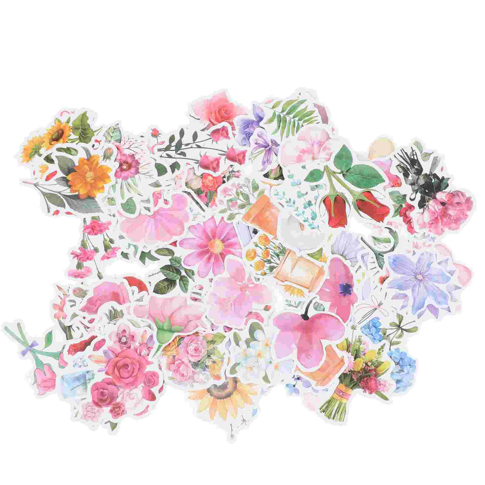 

2 Sets of Flower Stickers Hand Account Stickers DIY Scrapbook Sticker Journal Stickers for Kids Students Family