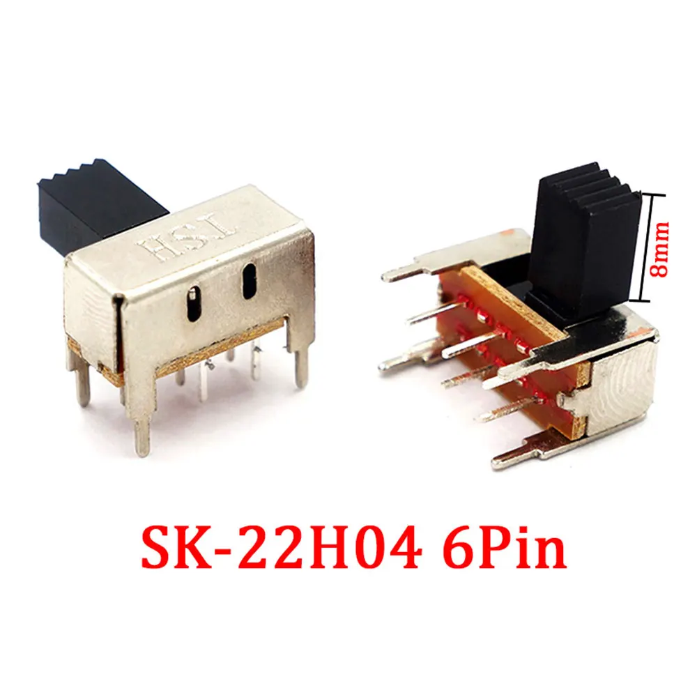 

10-50 шт. SK-22H04 двухступенчатый переключатель наклона двухрядный 6-контактный горизонтальный ножной 2-ступенчатый усилитель мощности звука боковой скользящий выключатель питания