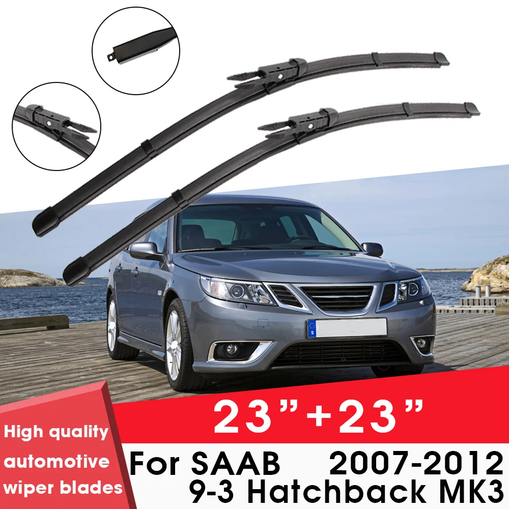 

Car Wiper Blade Blades For SAAB 9-3 Hatchback MK3 2007-2012 23"+ 23" Windshield Windscreen Clean Naturl Rubber Cars Wipers