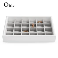 oirlv grey jewelry storage tray for ring earrings necklace display suede glossy paint jewelry storage customizable