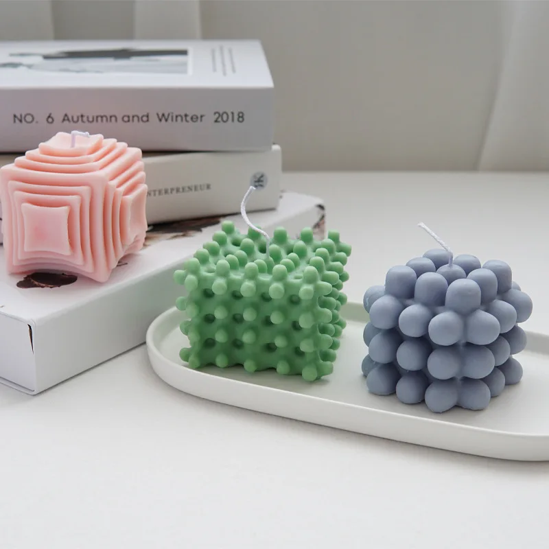 

Geometric Magic Cube Candles Silicon Molds DIY Creative Handmade Home Decoration Soy Wax Aromatherapy Resin Crafts Making Mould