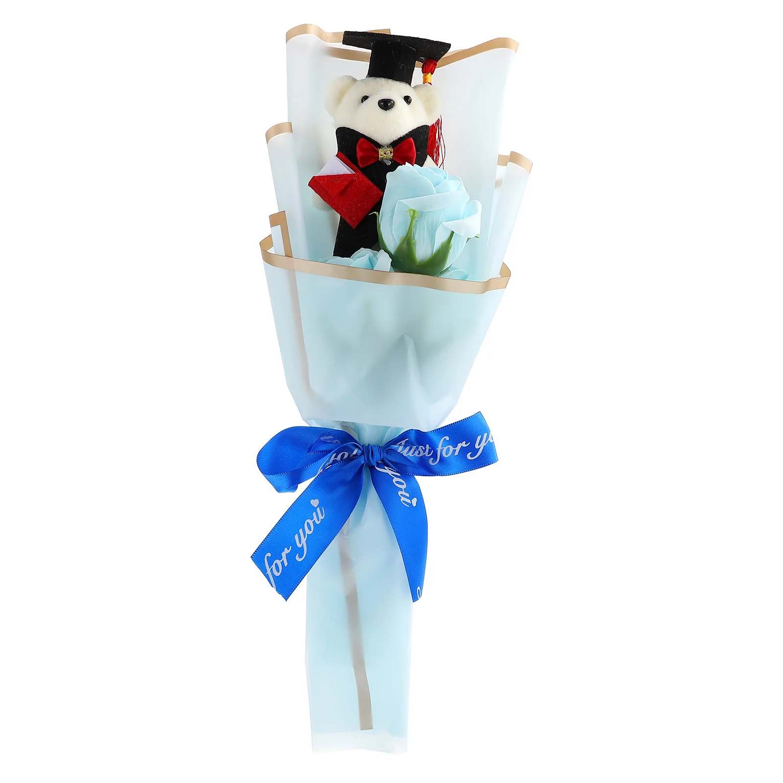 

Soap Flower Bouquet Figurine Graduation Bear Rose Banquet Craft Chic Gift Graduates Commencement Presents