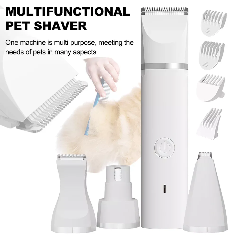 

4 In 1 Professional Pet Hair Trimmer Clipper Rechargeable Cordless Dog Cats Grooming Trimmer Nail Grinder Haircut Kit