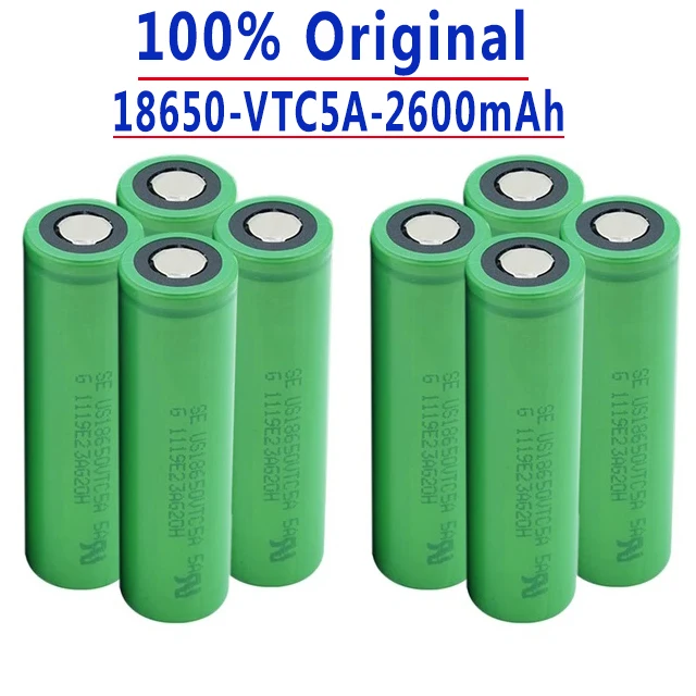 

100% Оригинальный литиевый аккумулятор VTC5A 18650 2600 мАч, 3,7 В, 25 А, 18650 .. Плоский, ботон превосходный
