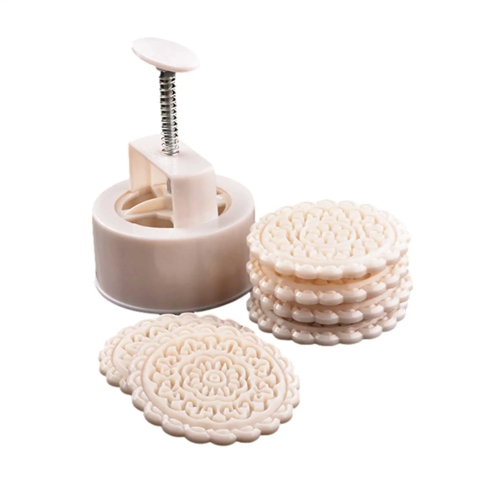 

6 Style Round Flower Mooncake Mold Set Mid Autumn Festival DIY Hand Pressure Fondant Moon Cake Mould Decoration Mooncake Maker