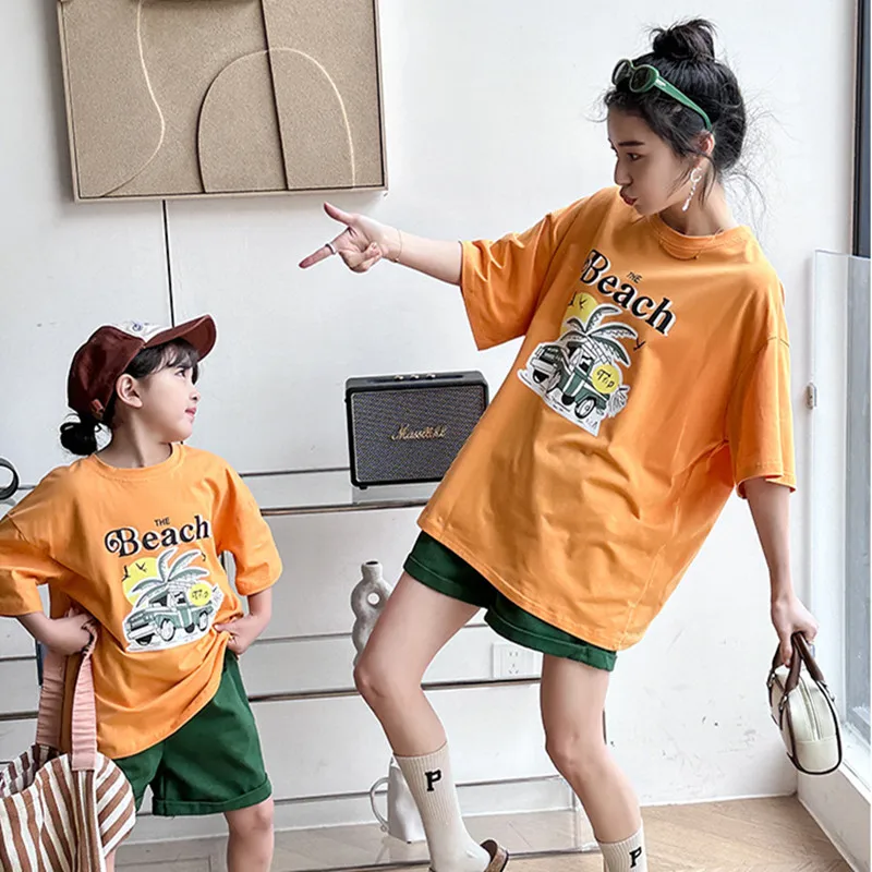 

Mother and Daughter T-shirt Equal Mom and Son Matching Clothes Women T Shirt 2023 Summer Parent-child Short Sleeve Tops Tees