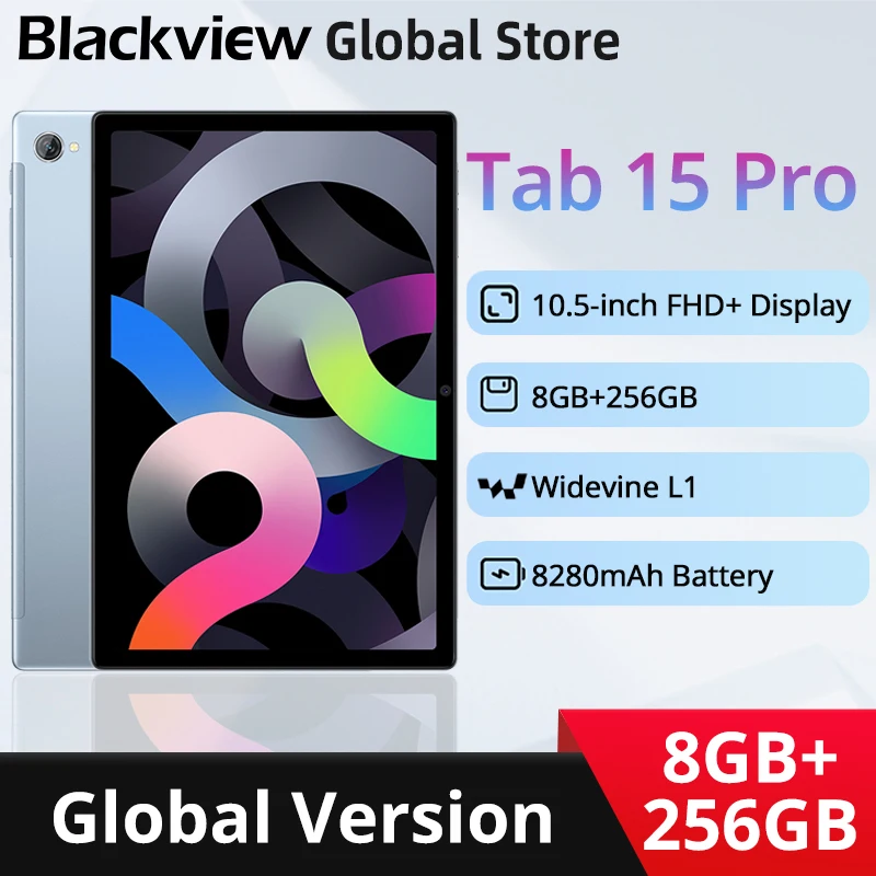 Global Version Blackview Tab 15 Pro Tablet Android Pad Octa core 8GB 256GB 8280mAh Battery  10.5''Display 13MP Camera Tablet PC