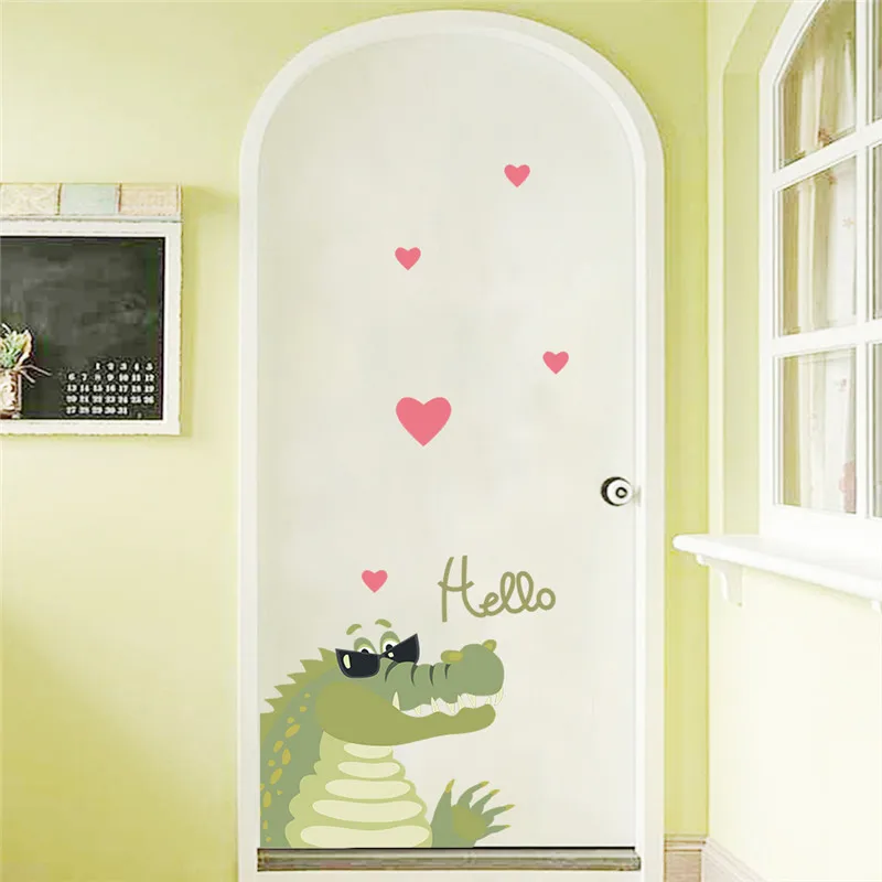 

Romantic Crocodile Say Hello Wall Stickers For Home Shop Door Decorations Kids Room Walls Mural Art Diy Cartoon 3d Animal Poster