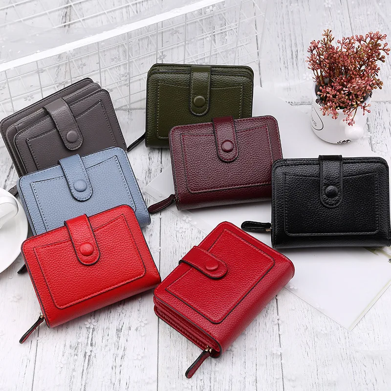 

Women Wallets New Small Mini Coin Purse Lady Zipper Card Holder Female Pu Leather Buckle Bag