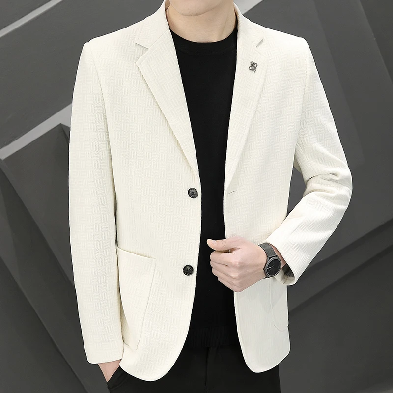 

2023 эксклюзивный мужской джентльменский Модный корейский вариант маленького костюма для приема повседневного делового приталенного свадебного Блейзера