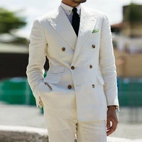 2022 white leisure business wedding men suits two breasted summer spring mens suit 2 piecesjacketpant traje hombre