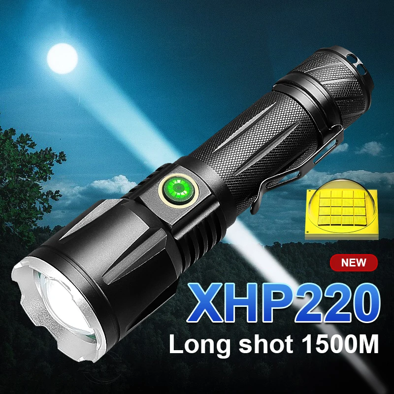 

Super XHP220 Powerful LED Flashlights USB Rechargeable Torch XHP50.2 Tactical Flash Light High Power Zoomable Camping Hand Lamps