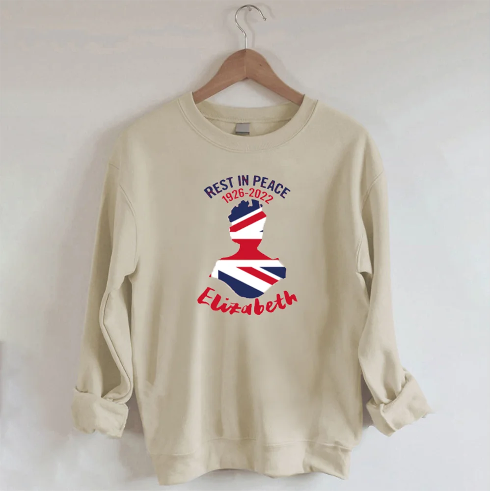 

Casual Round Neck Sweatshirt Queen Elizabeth Ii Graphic Print Pulovers Autumn Winter Long-sleeved Baggy Tops Coat 2022