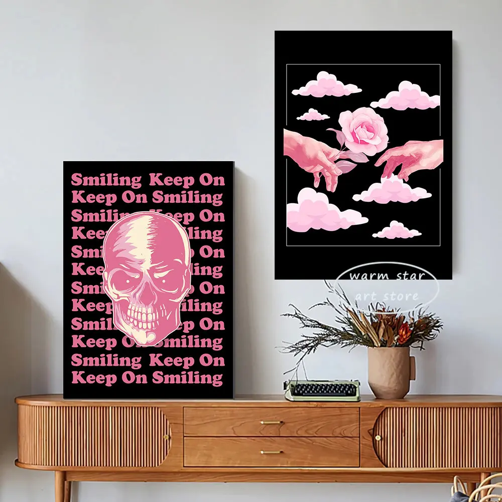 Красочная Пастельная картина на холсте в датском стиле цветочное сердце клетка