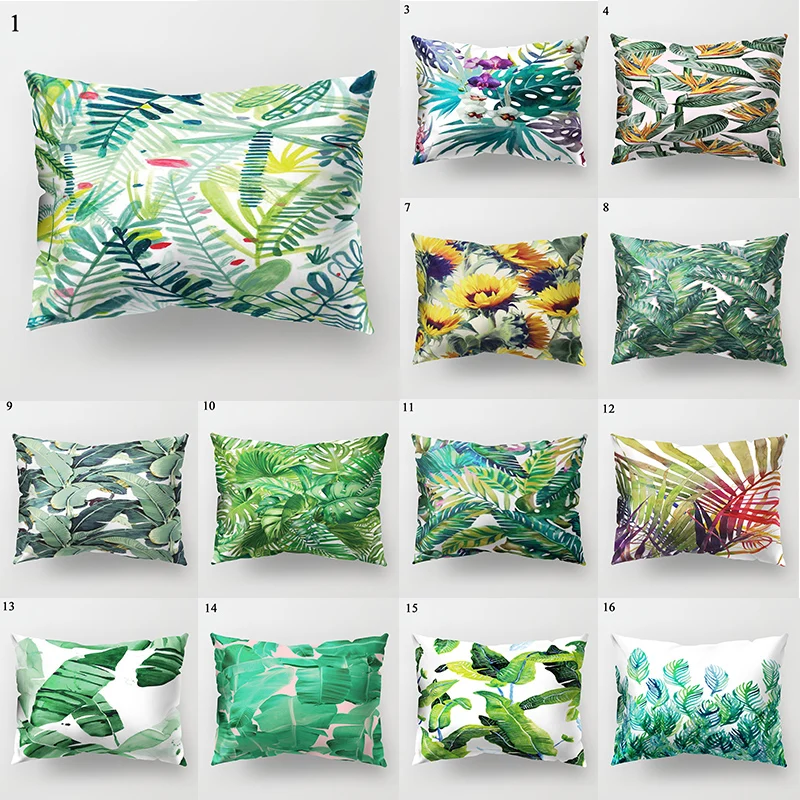 

30x50cm Tropical Leaf Monstera Cushion Cover Polyester Throw Pillows Case Sofa Home Decorative Green Plants Print Pillowcase