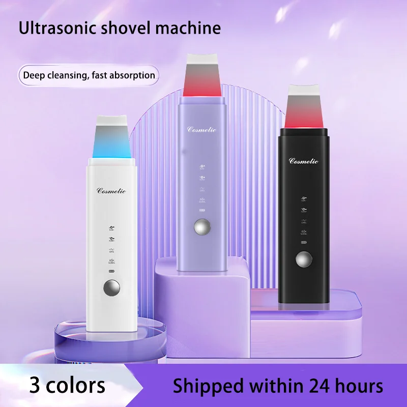 

MulUltrasonic Skin Scrubber Peeling Blackhead Remover Deep Face Cleaning Ultrasonic Ion Ance Pore Cleaner Facial Shovel Cleanser