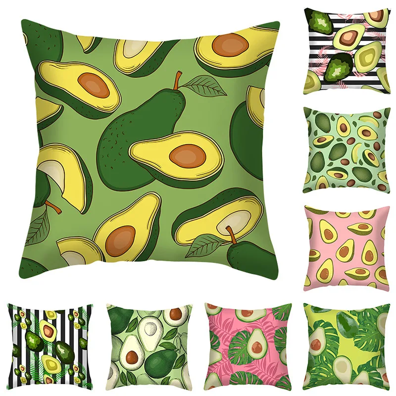 

2022 New Avocado Tropical Fruit Decorative Cushions Pillowcase Polyester Cushion Cover Throw Pillow Sofa Decoration Pillowcover