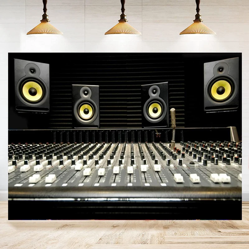 Photography Backdrop Music Mixer Speaker Boombox Record Studio Photo Background Musical Theme Party Decorations Banner