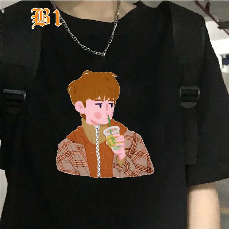 

Kpop MONSTA X Print Women Tshirt Korea Idol Harajuku Hyungwon Streetwear Hip Hop White T-shirt Summer Short Sleeve O Neck Female