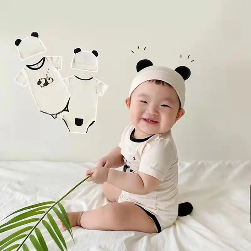 

Summer Toddler Boy Girl Romper Cotton Animal Panda Short Sleeve Baby Jumpsuit Sets Children Clothes
