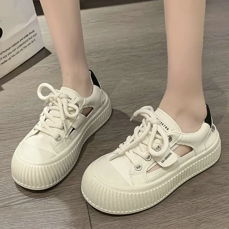 2023 Summer New Women's Hollow Out Shoes Platform Sneakers Solid Casual Personality Walking Fashion Female Zapatillas De Mujer