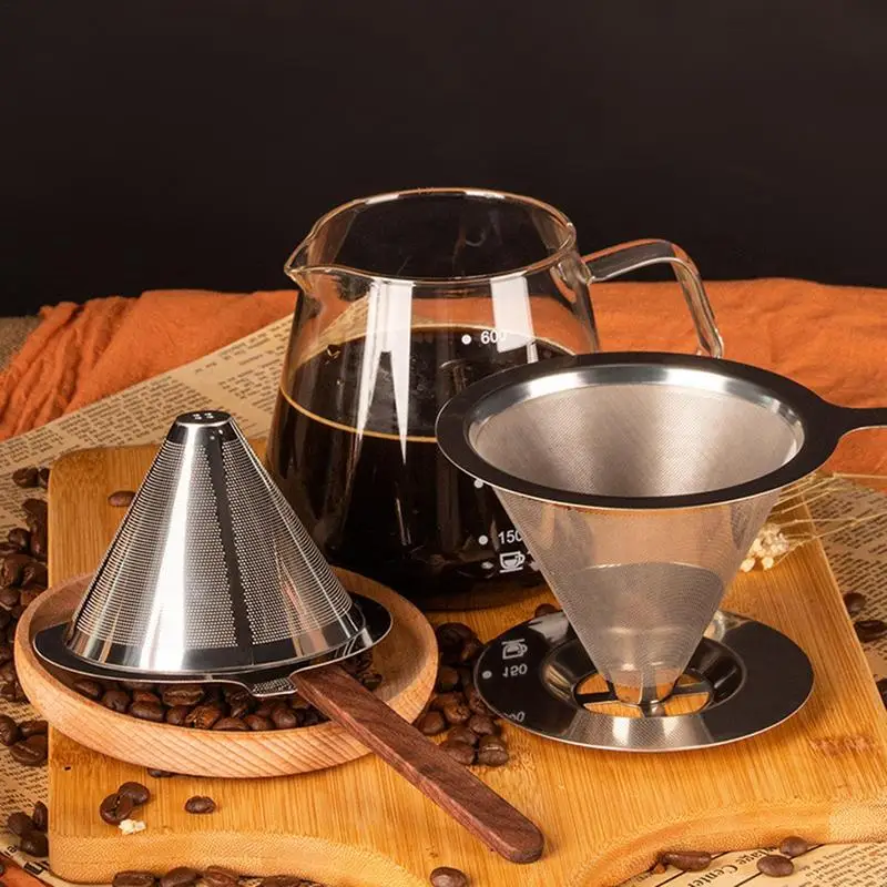 

Reusable Coffee Filter Coffee Dripper Stainless Steel Coffee Filter With Cup Stand Coffee Pour Over Paperless Coffee Funnel Cone