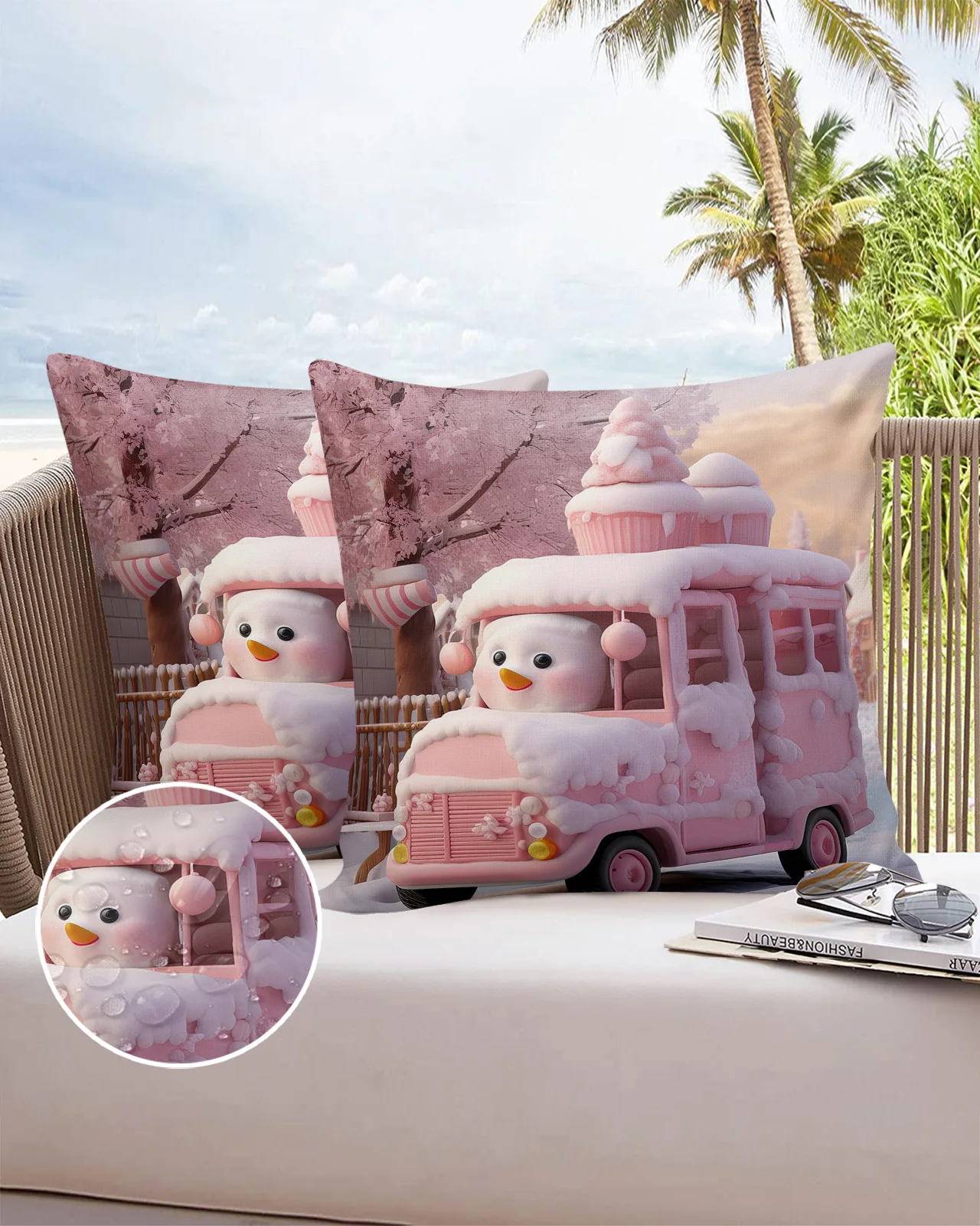 

Рождественский снеговик Снежная сцена Автомобильная Водонепроницаемая Наволочка Набор для автомобиля искусственный домашний диван декоративная наволочка