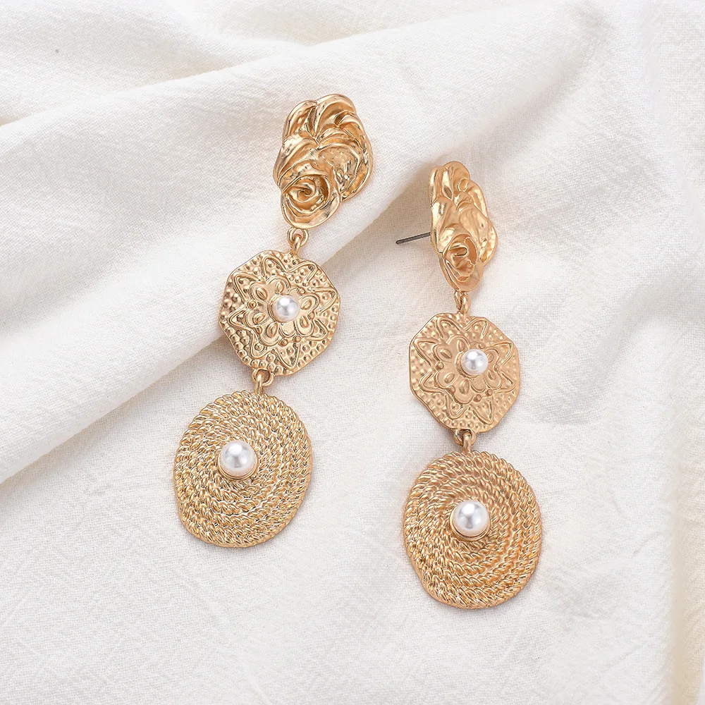 

Wholesale Pearl Gold Metal Drop Earrings Fine Jewelry Accessories Hanging Dangle Long Pendientes Bijoux For Women Christmas Gift