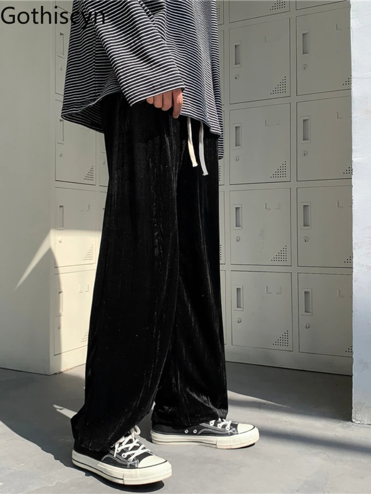 

Gothiscyn Men Tie-dye Pants Wide Leg Pants Straight Trousers High Street Men Vibe Summer Ice Silk Drape Casual Mopping Pants