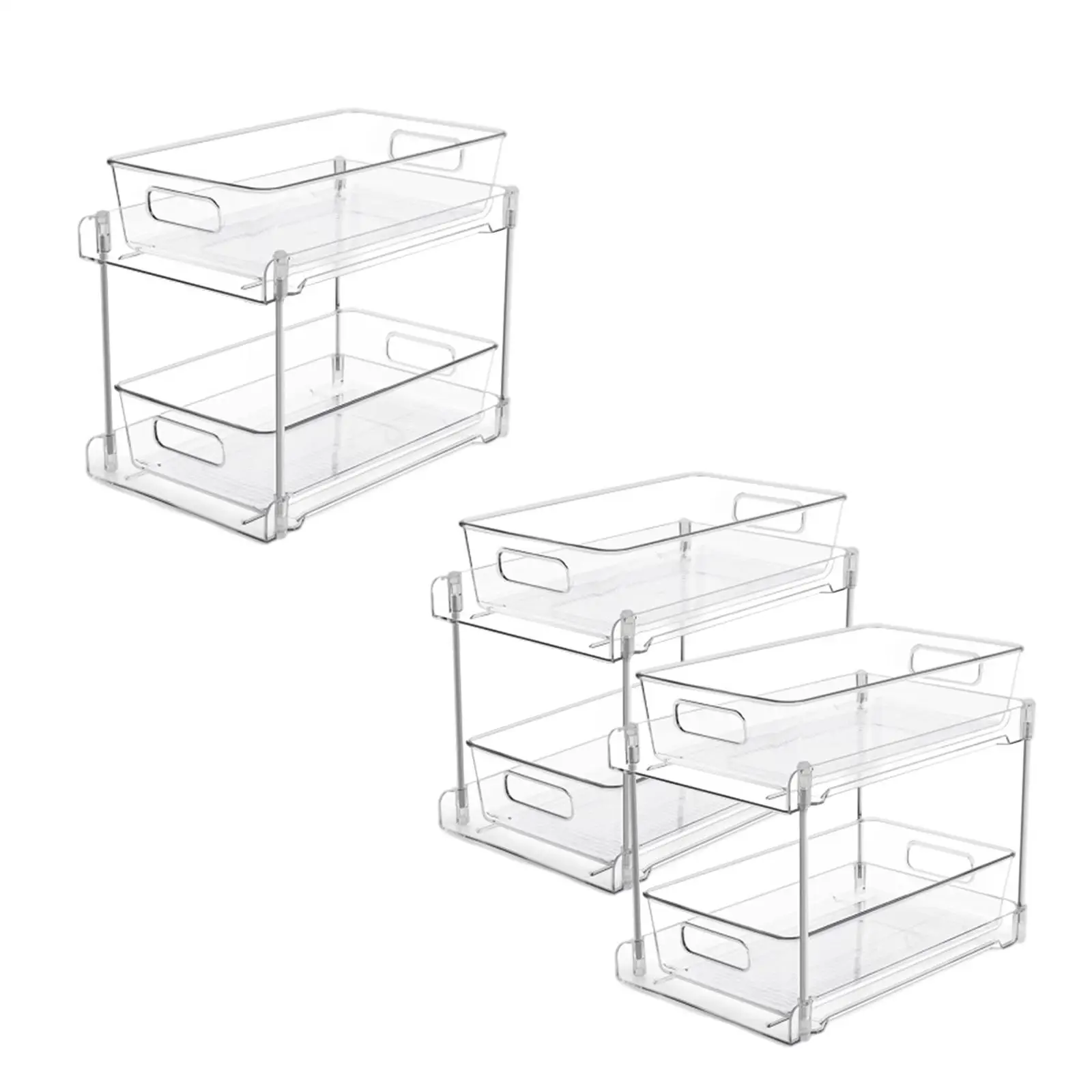 

2 Tier under Sink Kitchen Fridge Organizers Multipurpose Vanity Counter Tray for Countertop Toiletries Cabinet Bathroom