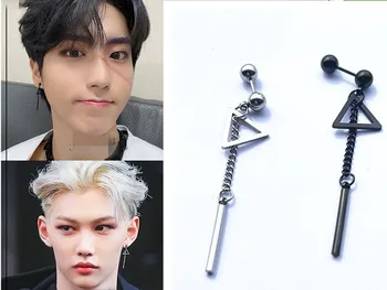 Korean Wave Summer New Felix Triangle Chain Earrings Geometric INS Celebrity Trend Accessories Kpop Men's Jewelry Couple Gifts 1