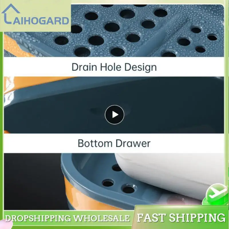 

Ящик для мыла без маркировки, креативная двухслойная пластиковая подставка для мыла в ванную комнату, без перфорации