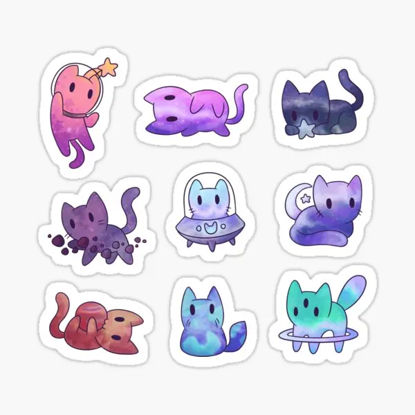 

Space Cats 5PCS Stickers for Funny Print Background Cute Art Car Home Decor Anime Luggage Room Window Water Bottles Stickers