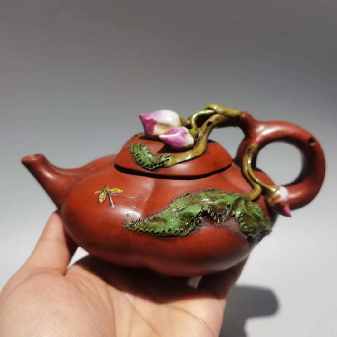 Старый китайский эмалированный чайник из фиолетовой глины edmoogrel