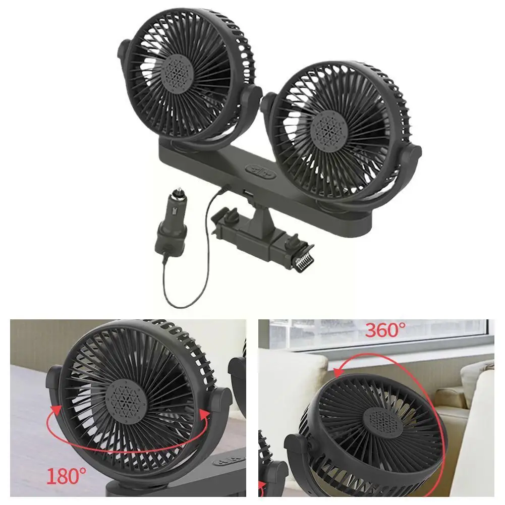 

12V 24V 360 Degree All-Round Adjustable Car Auto Air Car Car Cooling Cooler Noise Fan Head Fan Air Dual Accessories Fan Low X4T8