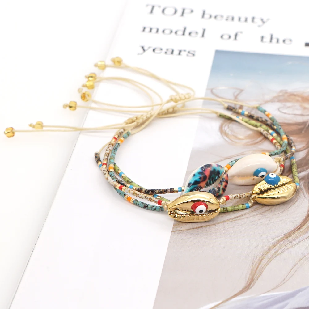 

YASTYT Shell Bracelets For Women Evil Eye Pulsera Bohemian Colorful Bead Jewelry Friendship Beach Jewellery Miyuki Bracelet