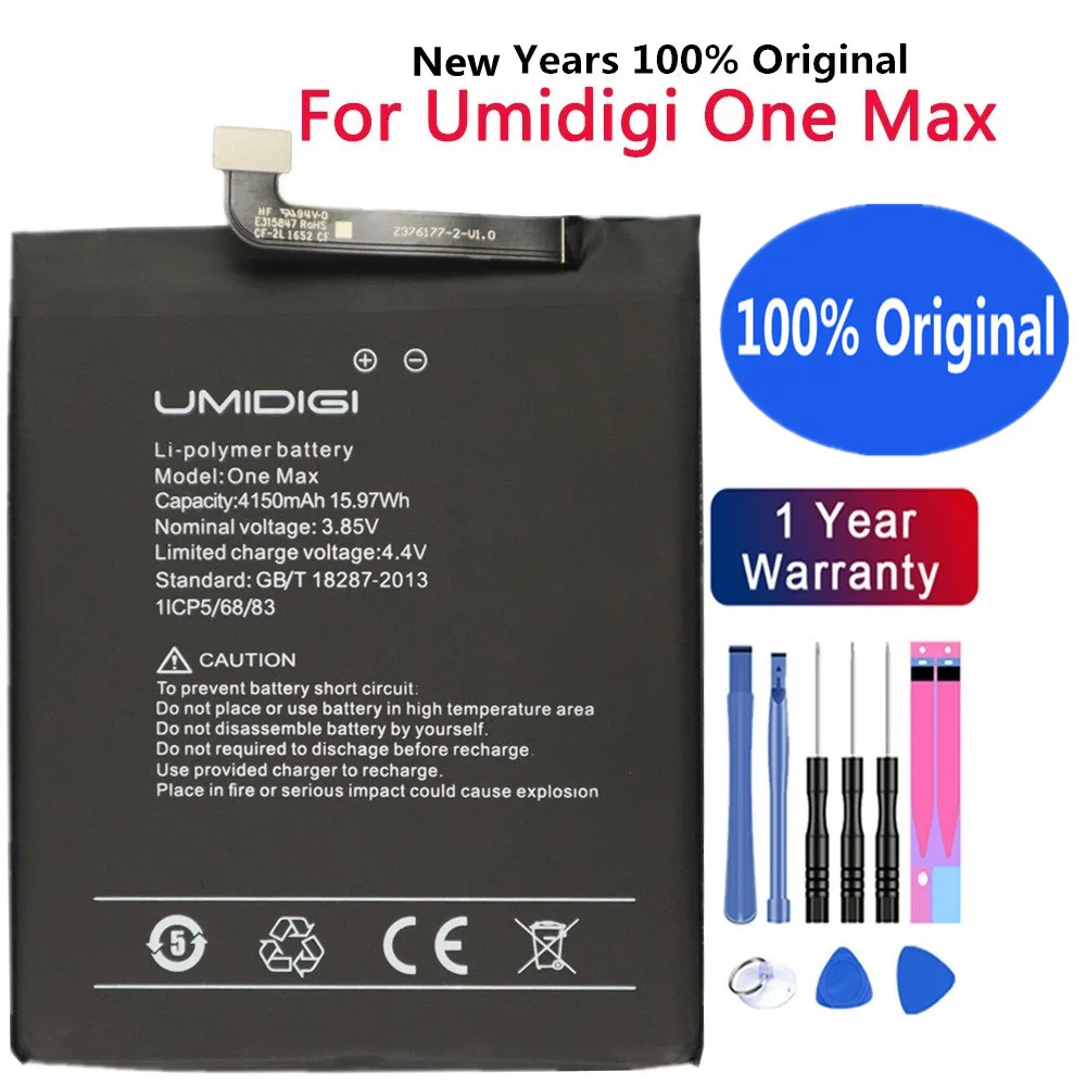 

В наличии 100% Оригинальный UMI 4150 мАч аккумулятор для Umidigi One Max 6,3 дюйма MTK6763 высококачественный Сменный аккумулятор для телефона + Инструменты