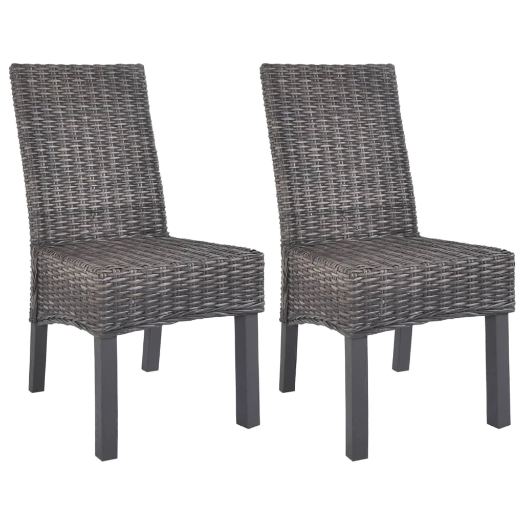

Chairs dining 2 pcs brown rattan kubu and mango wood