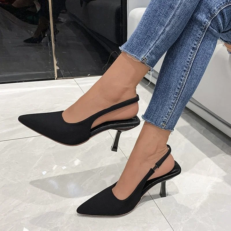 

Star Style Women Sandals Elegant Pointed Toe Slingback Summer Office Lady Shoes Fashion High Heels Gladiator Sandals Woman 35-43