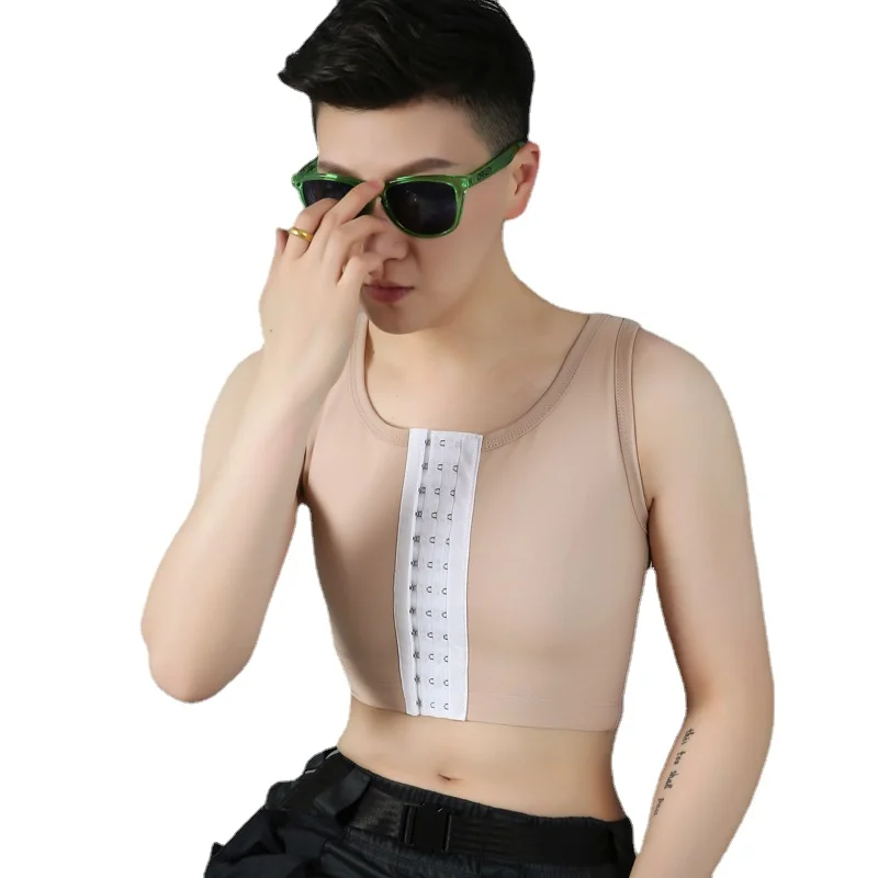 HaleyChan Women's Corset Underwear Trans Les Lesbian Tomboy Front 3 Rows Hook Chest Binder Mesh Breathable Plus Size Corset Top