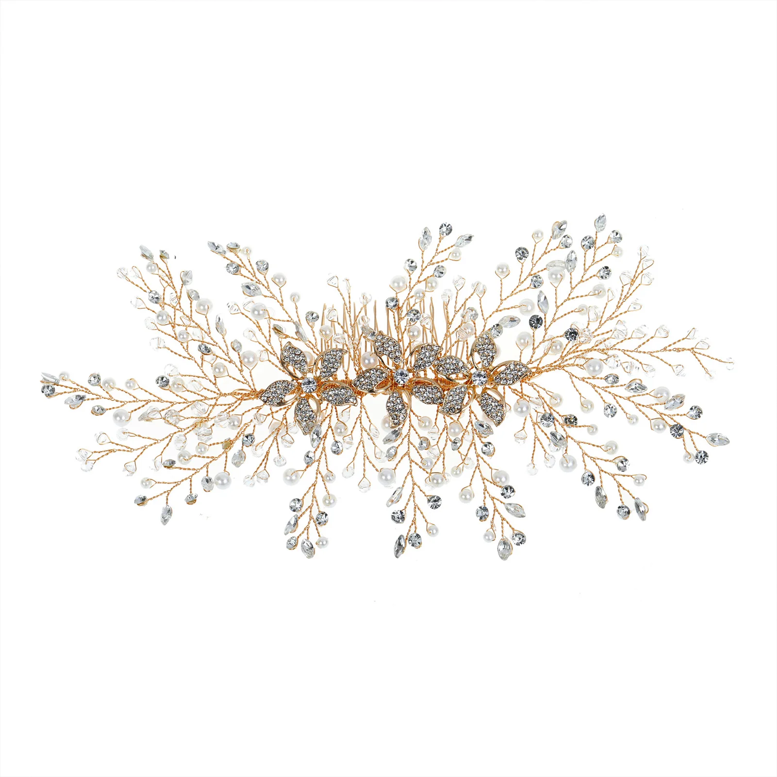 

Женская жемчужная боковая расческа для волос золотистая прочная фиксация волос с жемчугом для сцены дня рождения